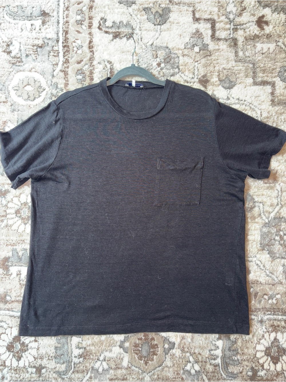 Blluemade Black 100% Linen Pocket T-Shirt Size L Made in NYC
